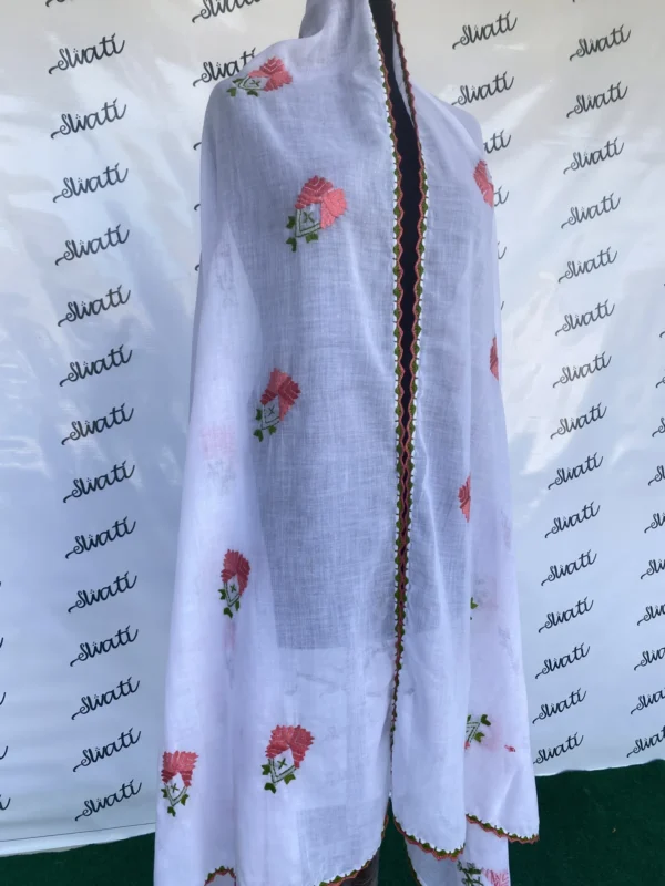 Attractive Swati Summer Shawl with Floral Hand-embroidery